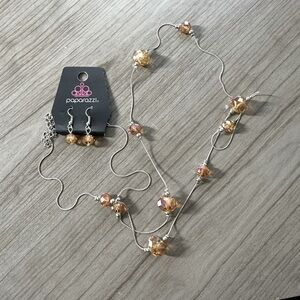 NWT Paparazzi Champagne on the Rocks earring and necklace set